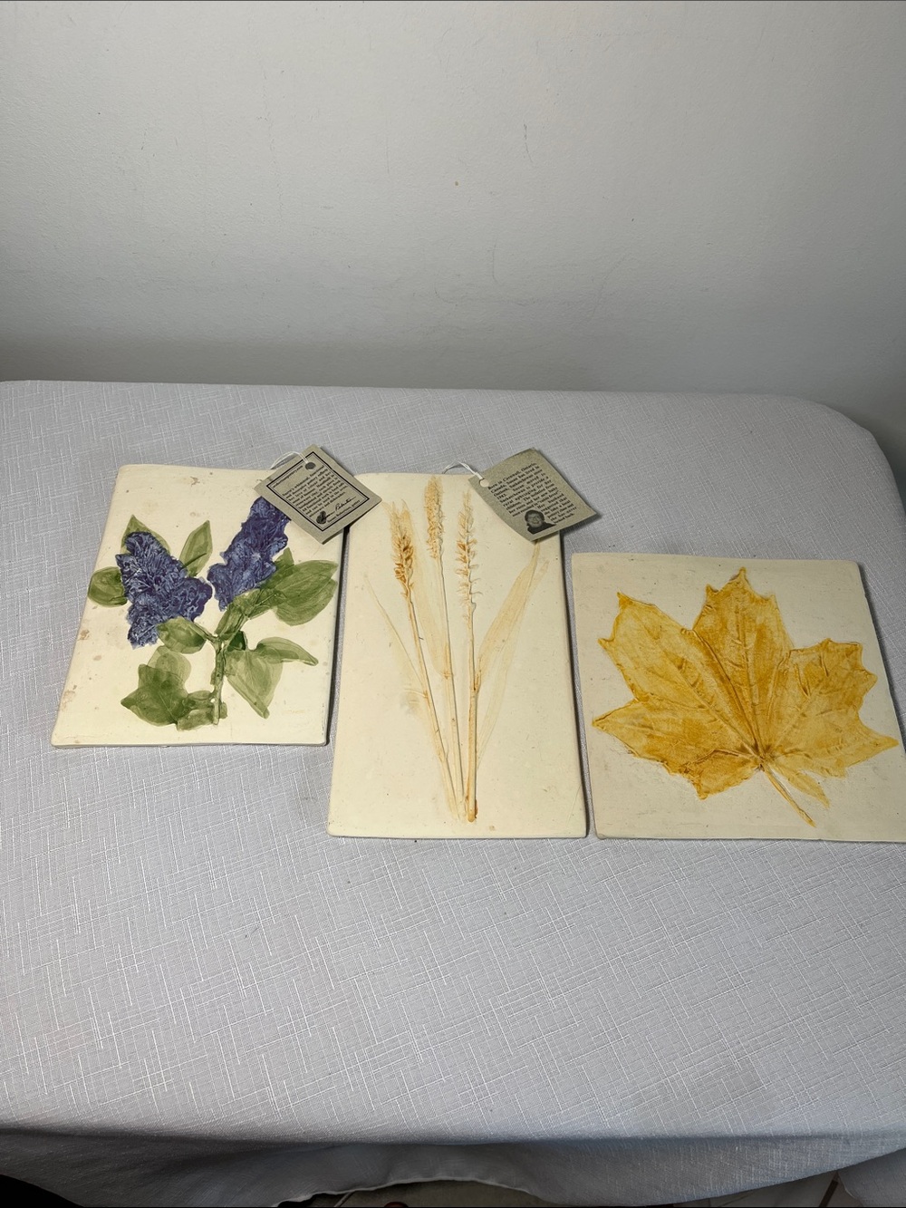 Susan Robertson pottery Prairies Wall Plaques. Saskatchewan. Wheat lilac maple